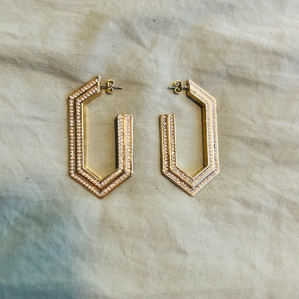 Nine West Gold Geometric Hoop Earrings